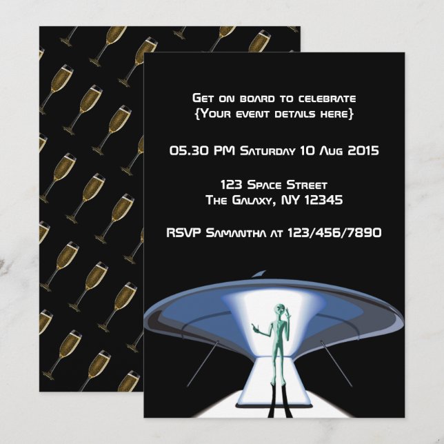 Space Themed Corporate/Adult Party customizable Invitation (Front/Back)