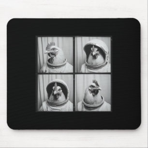 Space Themed Rooster Astronaut Chicken Mouse Pad