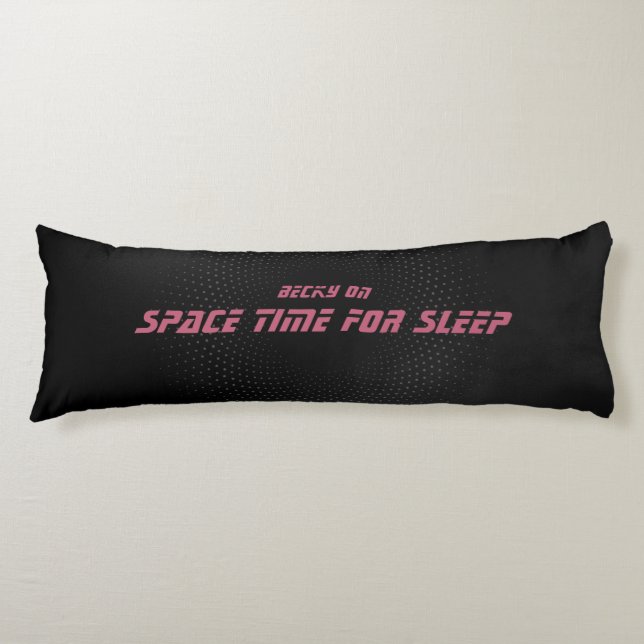 Space time, Pink and Yellow script Body Pillow (Front)