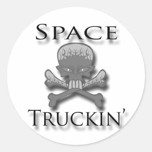 Space Truckin' blk Classic Round Sticker (Front)
