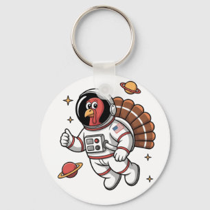Space Turkey Astronaut Gobbler Thanksgiving Keychain