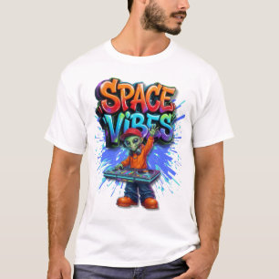 Space Vibes Alien DJ Music Streetwear Design T-Shirt