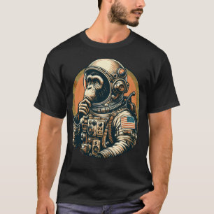 Space Vintage Travel Astronaut Monkey Graphic Art T-Shirt