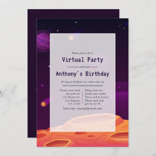 Space Virtual Birthday Party Invitation