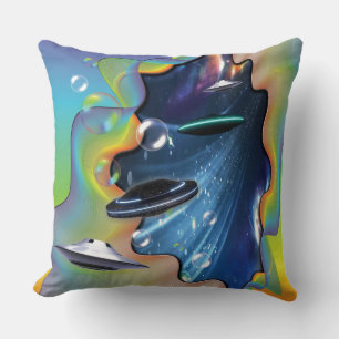 Space visitors throw pillow