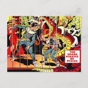 Space Warriors Fight Alien Science Fiction Postcard