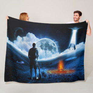 Space Wars Alien Abduction Fleece Blanket
