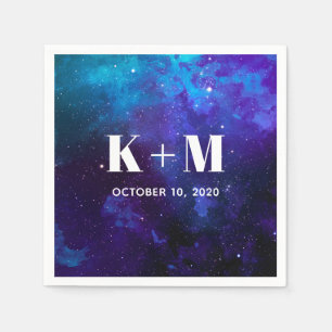 Space wedding. Night stars. Navy modern galaxy Napkin