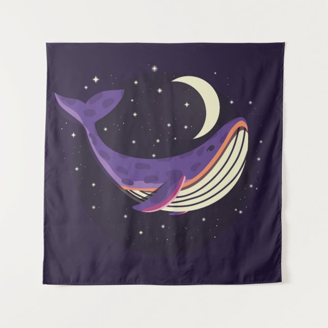 Space whale: colourful illustrated portrait. tapestry (Front)