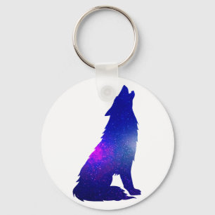 Space Wolf howling - Choose background color Keychain