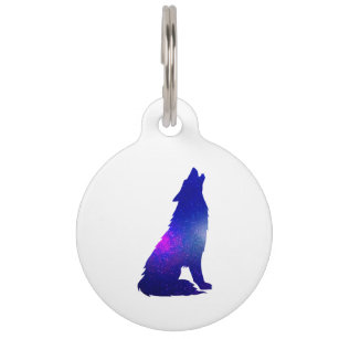 Space Wolf howling - Choose background color Pet Tag