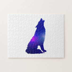 Space Wolf howling - Choose background colour Jigsaw Puzzle