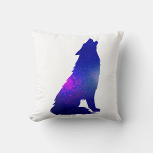 Space Wolf howling - Choose background colour Throw Pillow
