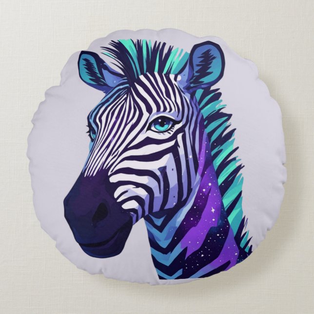 Space Zebra Round Pillow (Front)