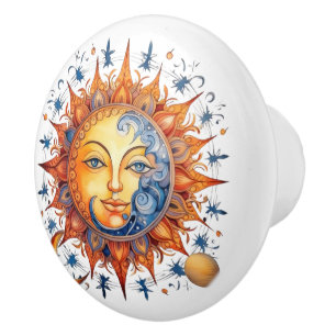 Spacecore Sun Moon Face Ceramic Knob