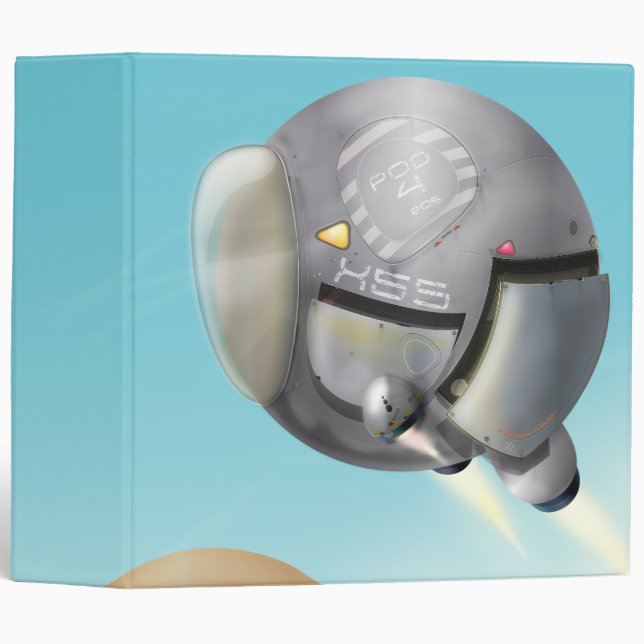 Spacecraft flying through a planet binder (Front/Spine)