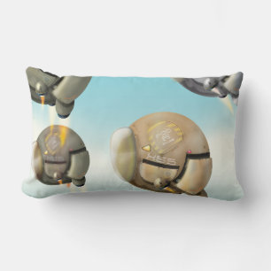 Spacecraft flying through a planet lumbar pillow