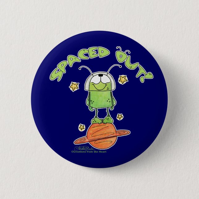 Spaced Out Alien 2 Inch Round Button (Front)