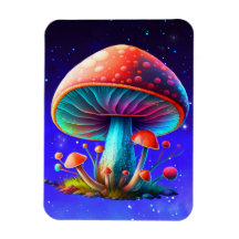 Spaced Out Rainbow Amanita Muscaria Magnet 