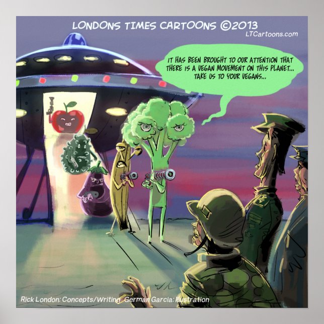 Spaced-Out Vegans Funny Poster (Front)