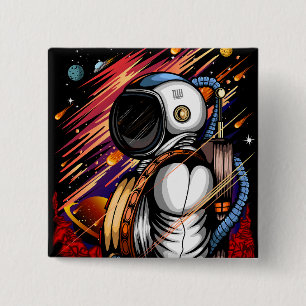 Spaceman 2 Inch Square Button