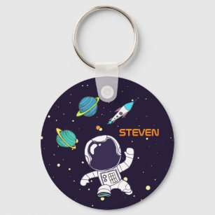 Spaceman Astronaut Floating in Outer Space Keychain