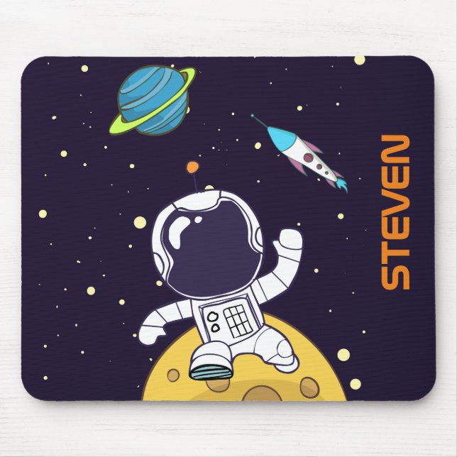 Spaceman Astronaut Floating in Outer Space Mouse Pad (Front)