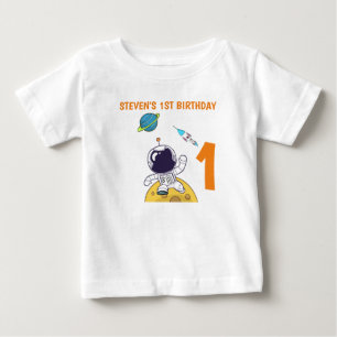 Spaceman Exploring Outer Space 1st Birthday Baby T-Shirt