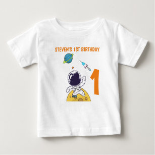 Spaceman Exploring Outer Space 1st Birthday Baby T-Shirt