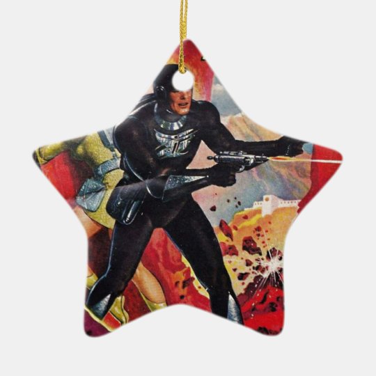 Spaceman with Two Rayguns Ceramic Ornament