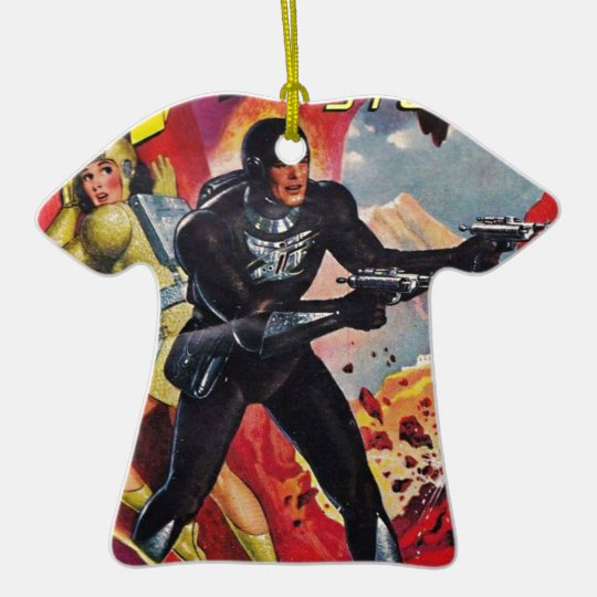 Spaceman with Two Rayguns Ceramic Ornament