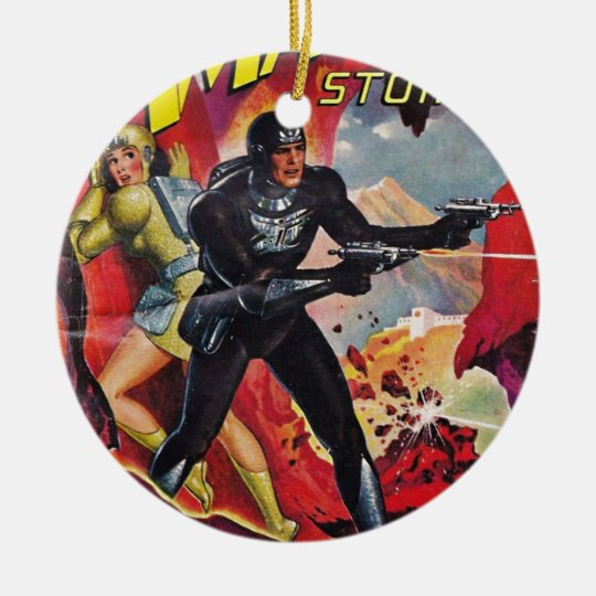 Spaceman with Two Rayguns Ceramic Ornament