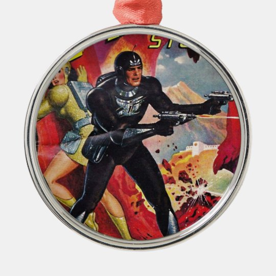 Spaceman with Two Rayguns Metal Ornament
