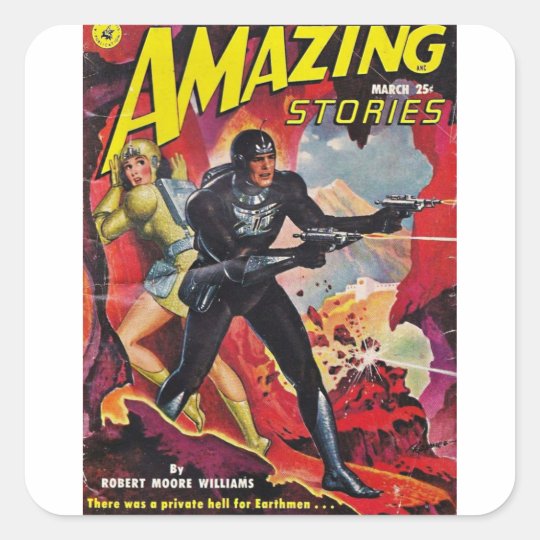 Spaceman with Two Rayguns Square Sticker