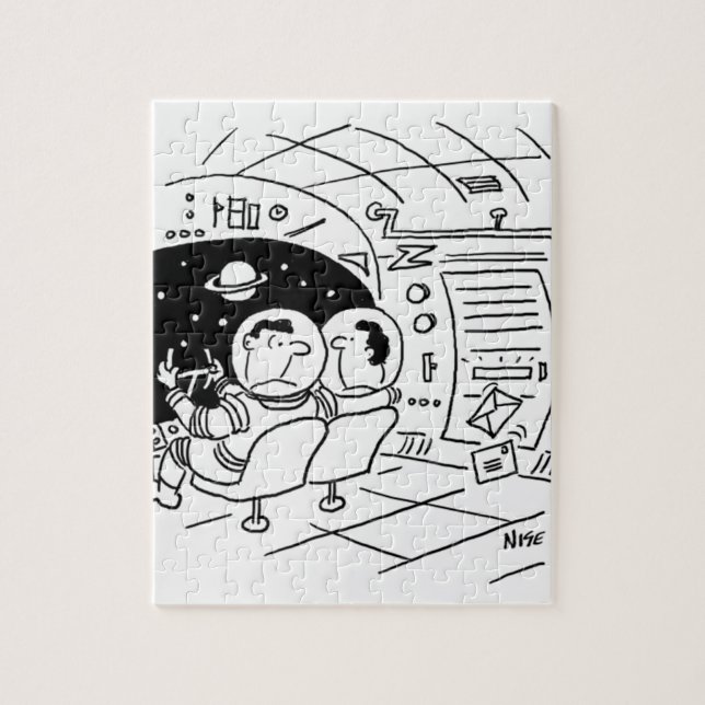 Spacemen in a Spaceship Mail Cartoon Jigsaw Puzzle (Vertical)