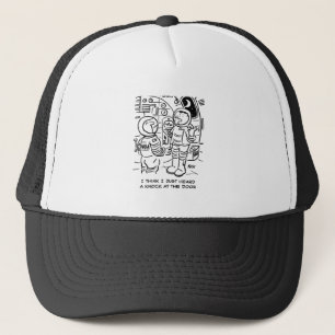 Spacemen on Spaceship Hear Knock at Door Trucker Hat