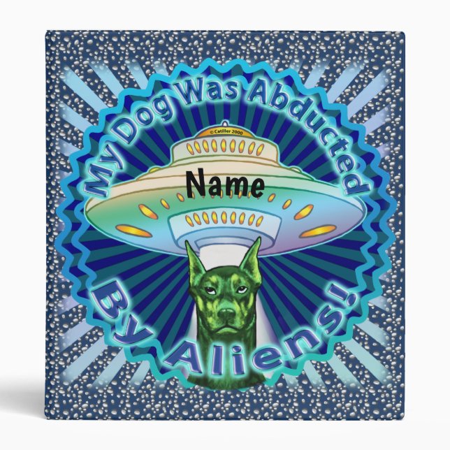 Spaceship Alien Dog Abduction Binder (Front)