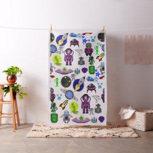 Spaceship Aliens Astronaut Fabric