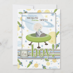 Spaceship Astronaut Baby Shower Invitations