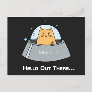 Spaceship Cat Customized Postcard