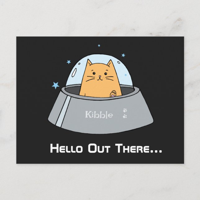 Spaceship Cat Customized Postcard (Front)