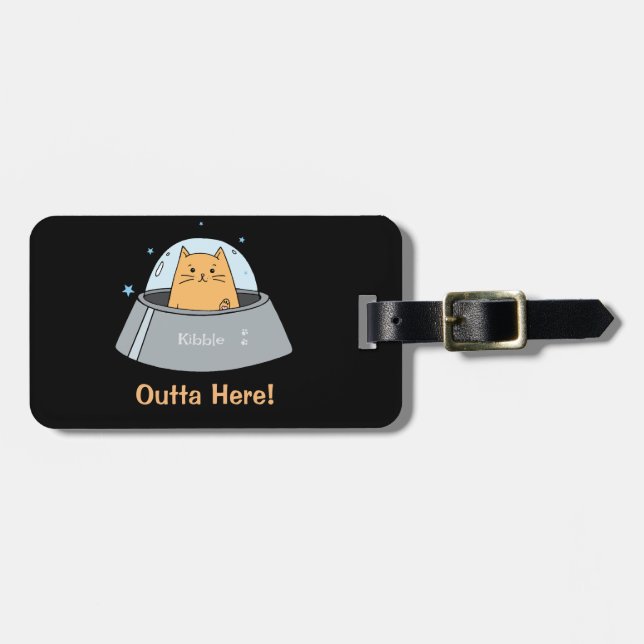 Spaceship Cat Luggage Tag (Front Horizontal)