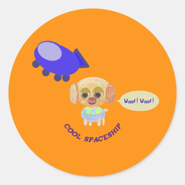 Spaceship  classic round sticker (Front)