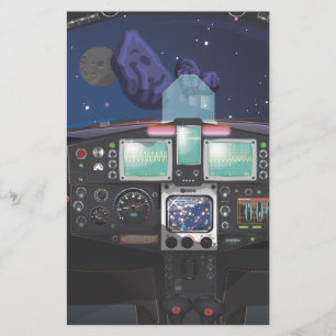 Spaceship cockpit cartoon stationery