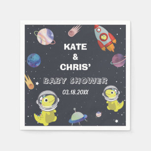 Spaceship Dinosaur Star Planet Galaxy Baby Shower Napkin