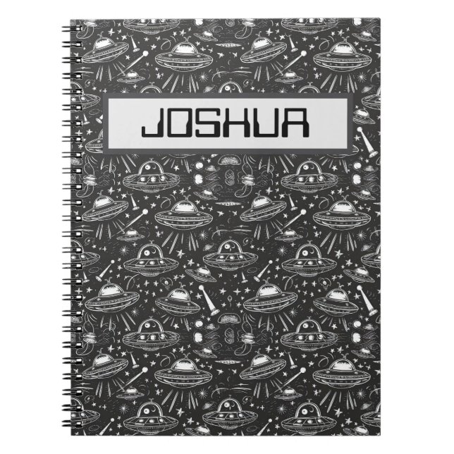 Spaceship Pattern Personalized Notebook (Front)