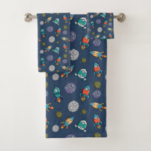 Spaceship Pattern towel set