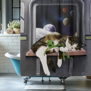 Spaceship Tabby Cat Green Alien Stuffie Sci-Fi
