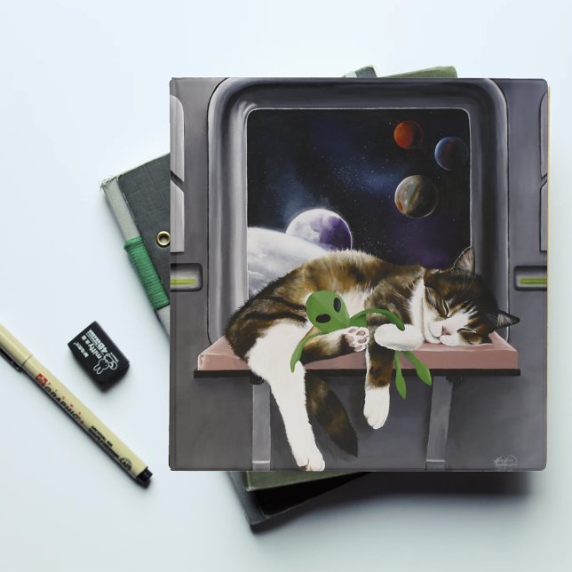 Spaceship Tabby Cat Green Alien Stuffie Sci-Fi Binder (Creator Uploaded)
