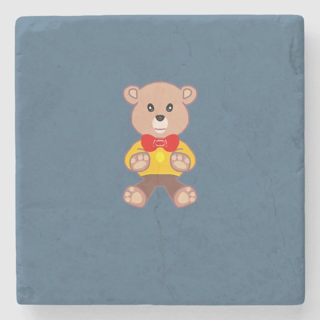 Spaceship Teddy Bear  Stone Coaster (Front)